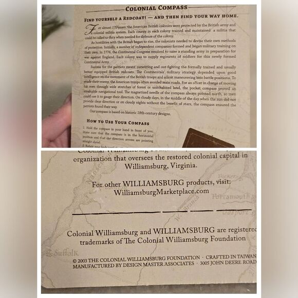 T. Whitney PHILAD 2003 Wooden Scaled Replica of Williamsburg Compass NIB - Picture 7 of 8